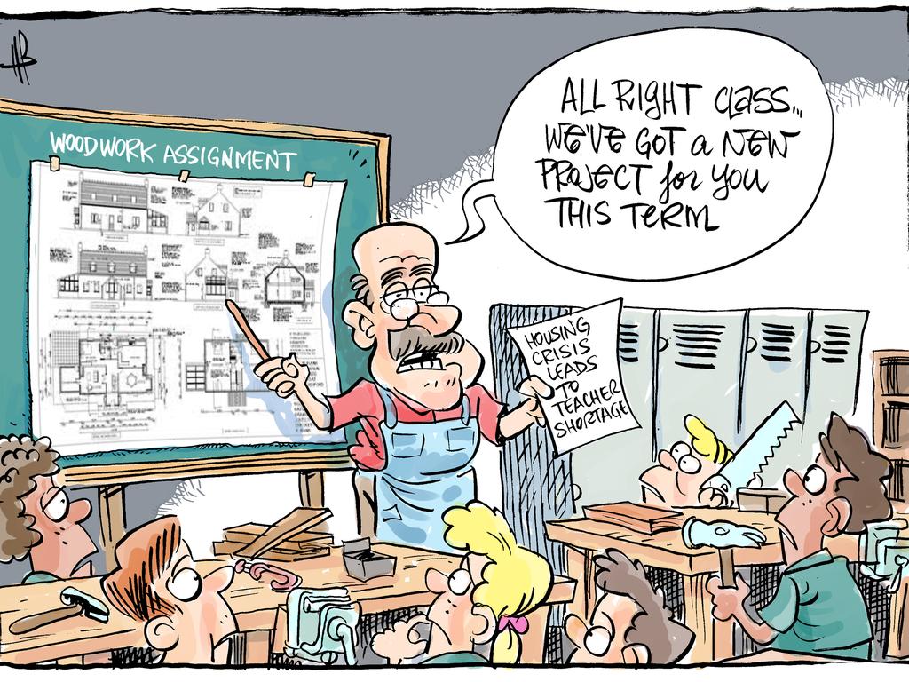 Cartoonist Harry Bruce takes a look at how the housing crisis is affecting teachers in regional areas.