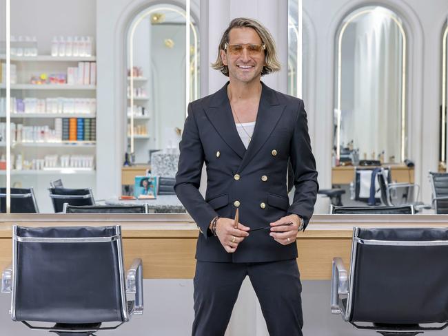 BIG V : Melbourne's best known hairdresser Joey Scandizzo. Joey in his salon in South Yarra. Picture: Tim Carrafa