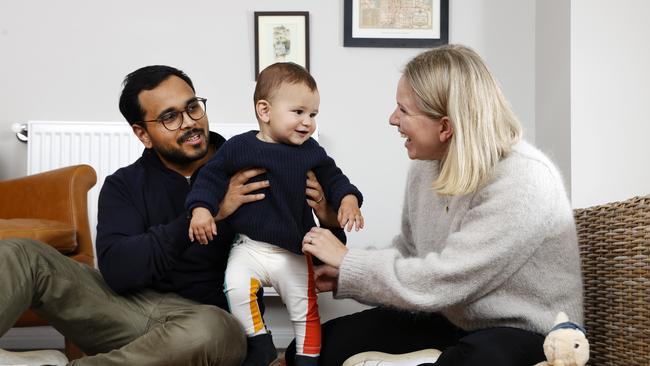 Dr Rosie Hanbury and her husband Yash Mani have struggled to find childcare for their young son in the Southern Highlands. Picture: Jonathan Ng