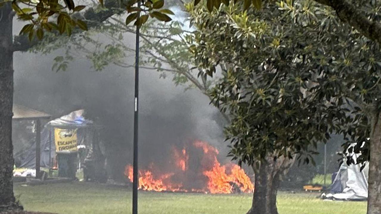 A tent was destroyed in the blaze. Picture Reddit