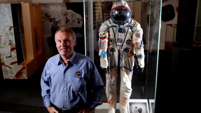 Astronaut Andy Thomas at the SA Museum. Picture: Kelly Barnes/The Australian