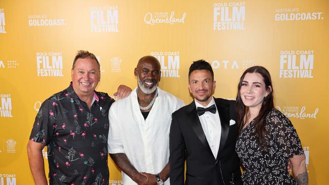 Glenn Hampson, Fred Nwaka, Peter Andre and Leah Hampson at the JAFAICAN premiere with Peter Andre at Gold Coast Film Festival at HOTA. Picture, Portia Large.
