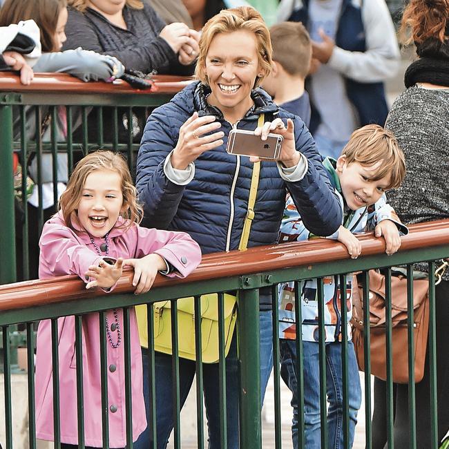 Toni Collette with her children Sage and Arlo at Disneyland in 2018. (Picture: Splash News)