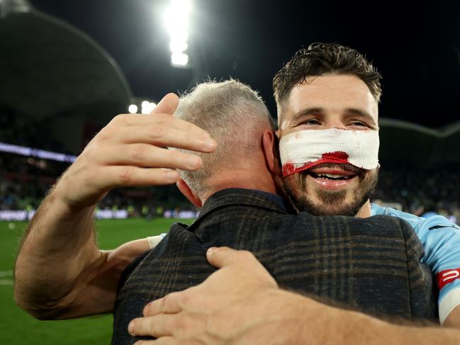 Mathew Leckie played through a busted nose and earned the Joe Marston Medal. Picture: Getty Images