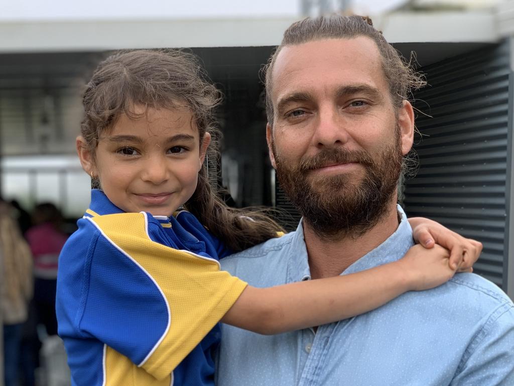 Douglas Cannon with his daughter Violet at Eungella Cabin on October 4, 2022. Picture: Duncan Evans