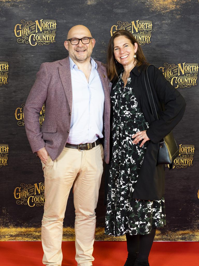 Professor Ian Henderson and Cathy Wardius at the premiere of Girl From the North Country at QPAC Brisbane. Picture: Richard Walker/RDW Photography