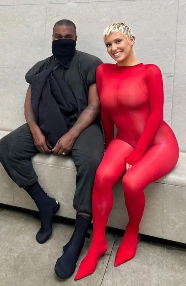 July 2023: Seen here in a red bodysuit, the couple pose for a photo during a trip to Tokyo to reportedly meet up with Censori’s parents. An instagram post by Kanye West of his recent trip to Japan with wife Bianca Censori. Picture: Angelina Censori/Instagram