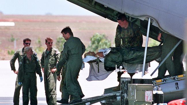 Victims of the Bali Bombing arrive at Darwin Airport to be transported to the Royal Darwin Hospital for medical treatment.