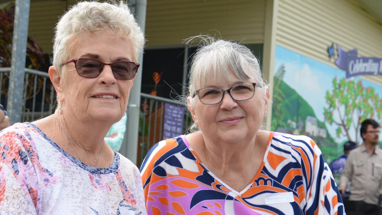 Daintree State School 2024 Centenary Celebration: Former principal and teacher Liz Willett and former teacher Chris Osborne. Ms Willett was principal from 1981 to 1986 but taught at the school for many more years. Picture: Bronwyn Farr