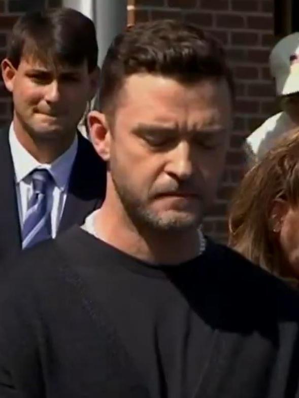 Justin Timberlake leaves court in Sag Harbor, New York. Picture: NBC.