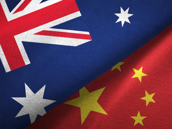 China and Australia flag together realtions textile cloth fabric texture