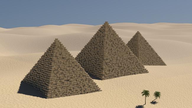 Digital composition of Egyptian pyramids.