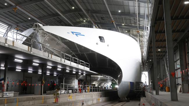 The new Incat electric ferry under construction. Picture: Nikki Davis-Jones
