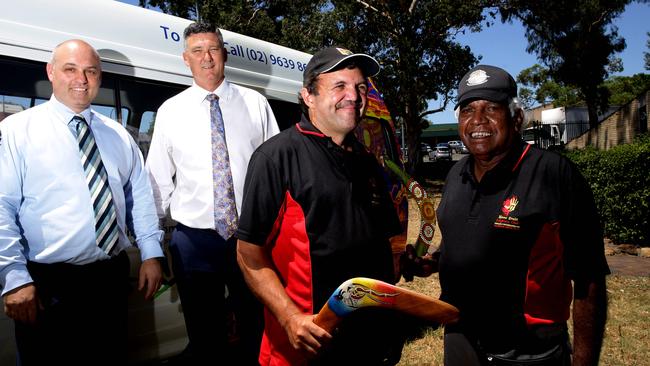 Hills Community Aid chief executive Ben Jackson, Seven Hills state Liberal MP Mark Taylor, David Armstrong and Elder Bryan Boney.