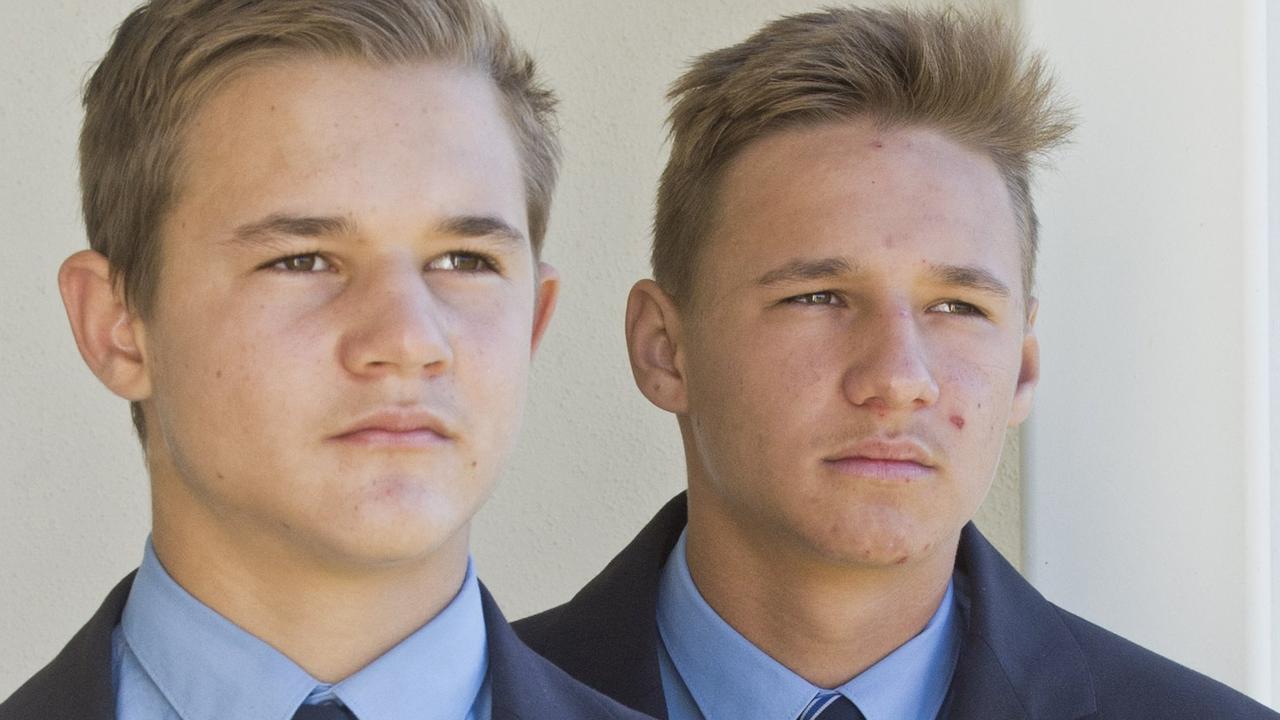 St Mary's College Rugby League players Jake Simpkin and Tristan Powell in 2016. Powell remains a promising young prop.