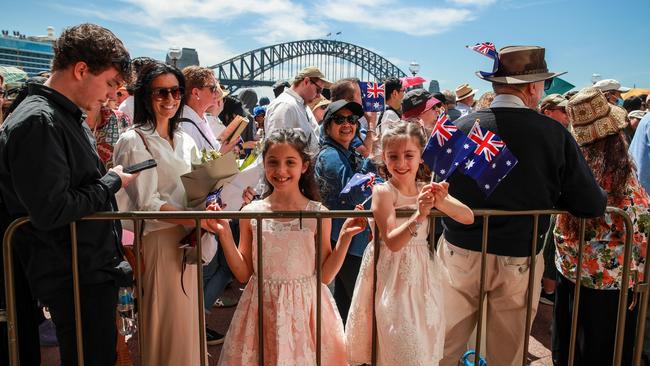 Members of the public gather outside the Sydney Opera House. Picture: Getty Images