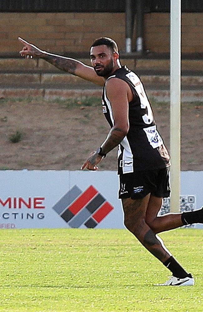 Disgraced AFL footballer Tarryn Thomas training with WAFL club Swan Districts at Bassendean oval on February 25. Picture: Philip Gostelow