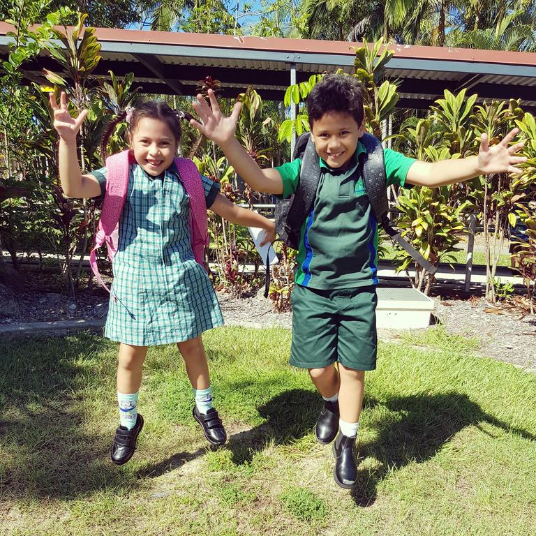 Amarli &amp; Jaxson Schuster-Tweedie super excited for school. Picture: Imelda Schuster