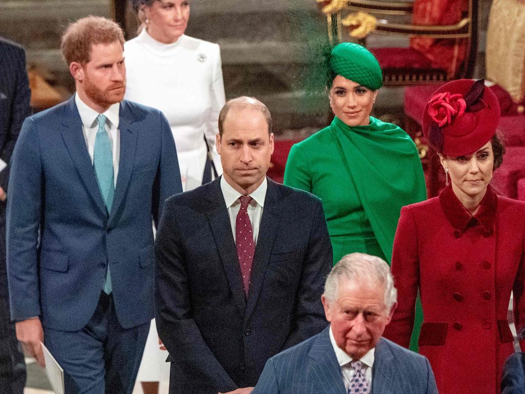 The Church Service for Commonwealth Day on March 9, 2020. The Duke and Duchess of Sussex (rear) felt snubbed by the Duke and Duchess of Cambridge during their last official engagements as royals. Picture: Phil Harris