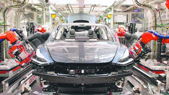 A Tesla assembly line. Picture: WSJ