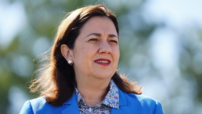 Queensland Premier Annastacia Palaszczuk looks on during a press conference at C.J Greenfield Park in the Brisbane suburb of Richland, Sunday, May 24, 2020. Queensland sports clubs will receive a boost from a multimillion dollar State Government package to make community sport safe. (AAP Image/Dave Hunt) NO ARCHIVING