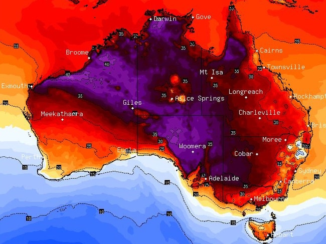 A huge lick of desert air is sending temperatyures saoring in teh south adn east. Picture: BSCH