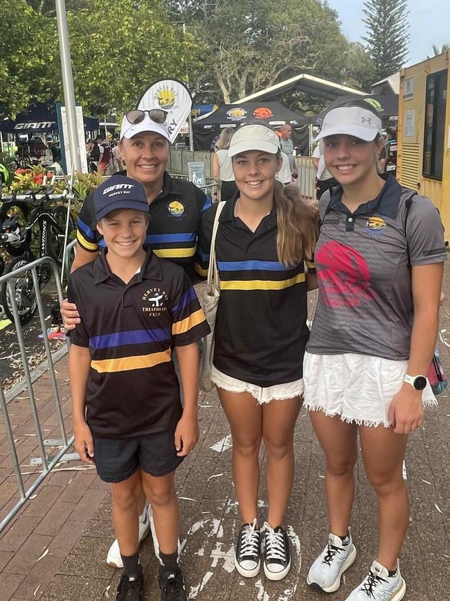 Toni, Abby, Lily and Jake Perkins at the Hervey Bay 100 Triathlon on Sunday, November 26, 2023.