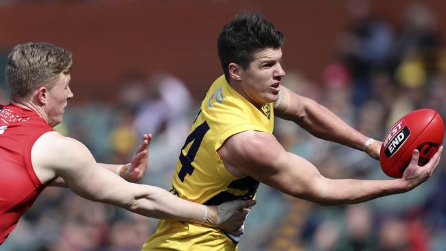 Paul Stewart in action for the Eagles during the preliminary final. Picture Sarah Reed