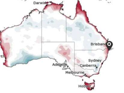 A map showing the chances of exceeding the median maximum temperature in the region. (CREDIT: Bureau of Meteorology)