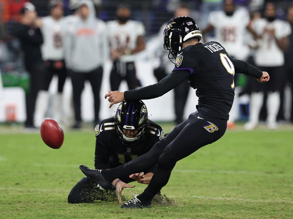 Ravens kicker Justin Tucker is here kicking 70-yard field goals again