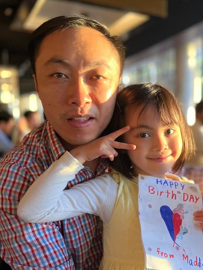 Alan Suy’s daughter Madeline, 8, is battling DIPG. Their family has flown to the US in a desperate attempt to get her on a drug trial. Picture: Supplied