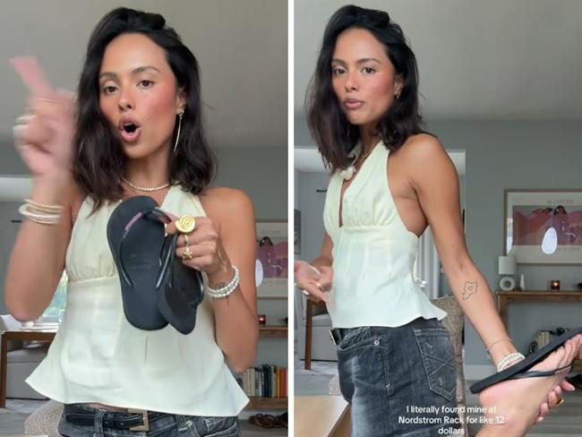 An American influencer has sent her Australian followers into a spin after describing a quintessentially bogan wardrobe staple as 'chic'. Picture: TikTok