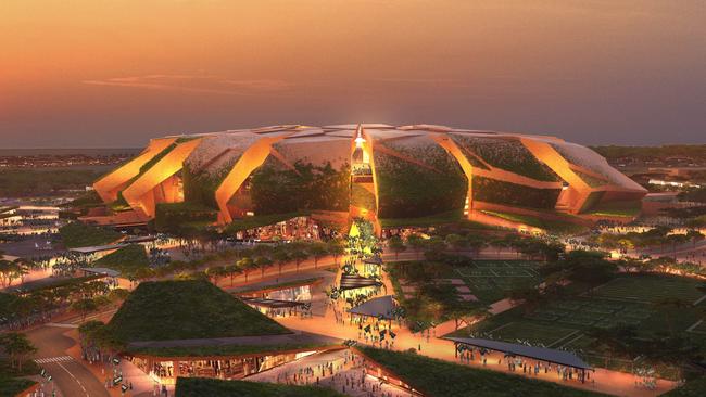 RIYADH, SAUDI ARABIA - NOVEMBER 18: This undated handout image released by Populous shows a digital rendering of the proposed King Salman Stadium in Riyadh, Saudi Arabia. With a proposed capacity of 92,000 people, the stadium Ã¢â¬â designed by Populous - is one of the proposed 2034 FIFA World Cup stadiums that may host the opening ceremony as well as the final. (Photo by Populous via Getty Images)