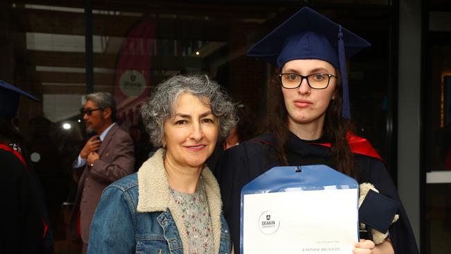 Mum Bruna Manduci and daughter Josephine Lee at the Deakin University Graduation post ceremony celebration. Picture: Alison Wynd