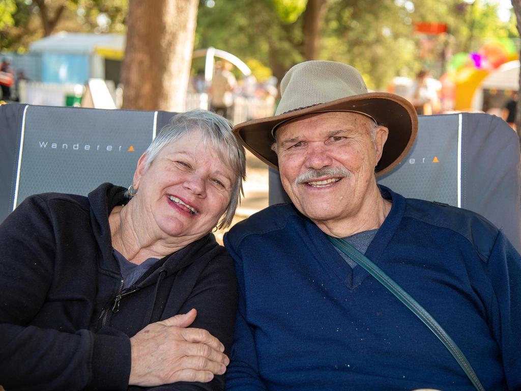 Julie and Shayne Clancy, from Mackay, at the Toowoomba Carnival of Flowers Festival of Food and Wine, Sunday, September 15, 2024. Picture: Bev Lacey