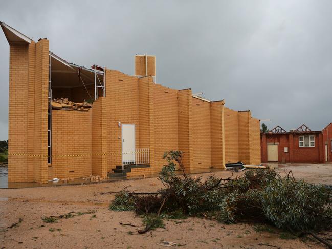 Trinity Lutheran Church in Blyth lost its roof. Picture: Dylan Coker