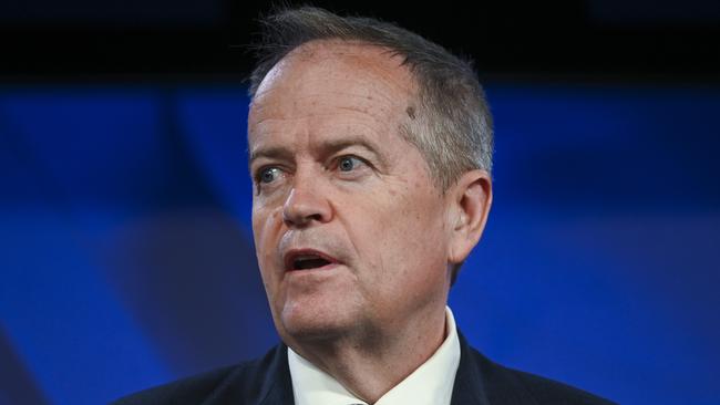 NDIS and Government Services Minister Bill Shorten addressed the National Press Club of Australia on Thursday after the NDIS review was handed down. Picture: NCA NewsWire / Martin Ollman