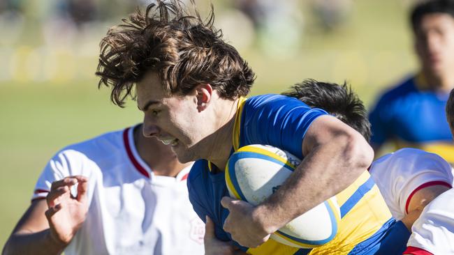 Adam Davis on the move for Toowoomba Grammar School 1st XV. Picture: Kevin Farmer