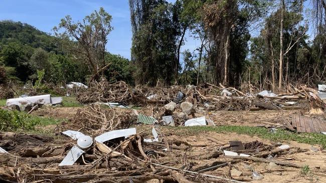 A ceiling fan amid the debris at Wujal Wujal. Picture: Bronwyn Farr