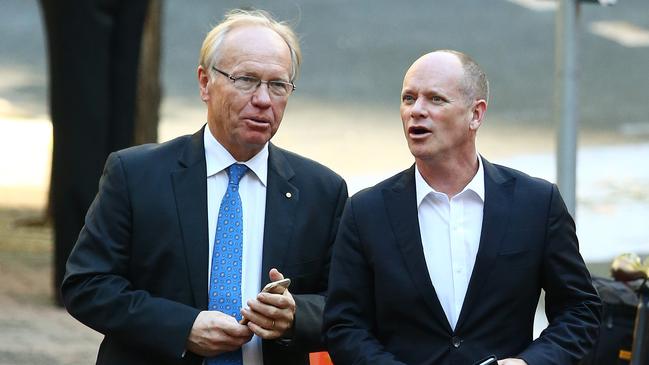 Former Queensland Premiers Peter Beattie and Campbell Newman. Picture: Liam Kidston.