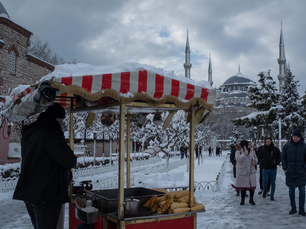 People outside the Blue Mosque in Istanbul. Picture: Chris McGrath/Getty Images