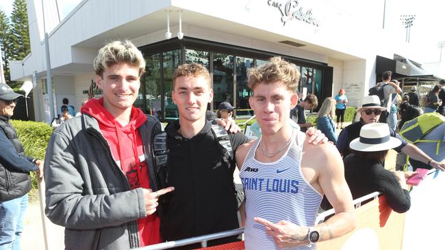 Gold Coast Marathon 2023 Brock Waugh, Toby Gillen and Harrison Martinenko. 1 July 2023 Southport Picture by Richard Gosling