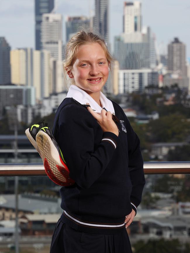 Star runner Isabella Harte in her St Margaret's Anglican Girls school uniform,