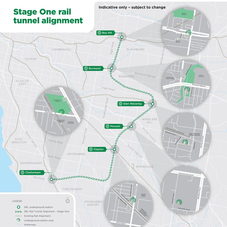 The planned route for the Suburban Rail Loop