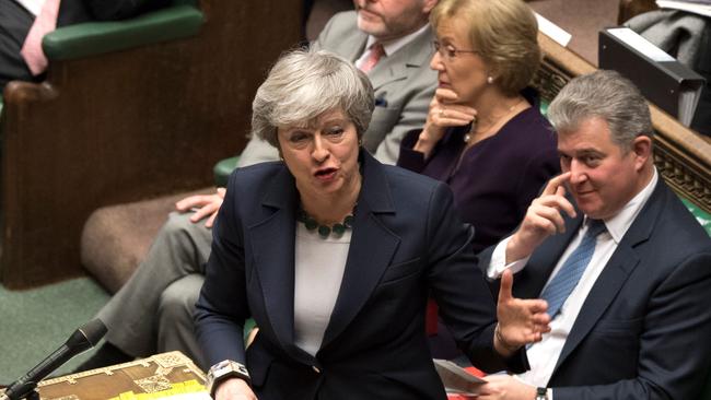 Theresa May in parliament today Picture; AFP.