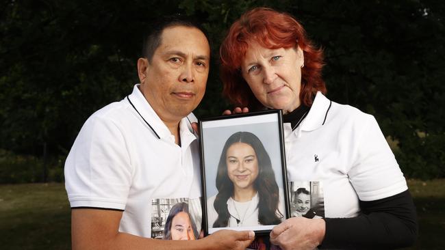 Julius Daguman and Sonia van den Heuvel parents of Jocelyn Daguman 14 who died after being involved in a quad bike accident in 2023.  Launch of an e-petition calling on the government to listen to repeated coronial recommendations for better regulating quad bikes.  Picture: Nikki Davis-Jones