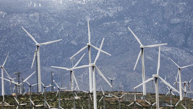 Wind turbines operate at a wind farm near Whitewater, California.