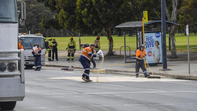 Clean-up under way on Port Rd. Picture: RoyVPhotography.