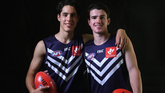 Fremantle’s top draft picks Adam Cerra and Andrew Brayshaw.