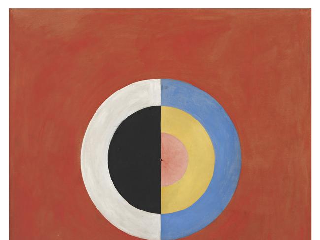 Hilma af Klint Group IX/SUW, The swan, no 17 1915 oil on canvas, 150.5 x 152 cm Courtesy of the Hilma af Klint Foundation HaK165 Photo: The Moderna Museet, Stockholm, Sweden      **These image may only be used in conjunction with editorial coverage of the Hilma af Klint exhibition, opening 12 June Ã¢â‚¬â€œ 19 September 2021, at the Art Gallery of New South Wales. This image may not be cropped or overwritten. Prior approval in writing required for use as a cover. Caption details must accompany reproduction of the image. ***  Media contact: sarah.shields@ag.nsw.gov.au *** Local Caption *** **These image may only be used in conjunction with editorial coverage of the Hilma af Klint exhibition, opening 12 June Ã¢â‚¬â€œ 19 September 2021, at the Art Gallery of New South Wales. This image may not be cropped or overwritten. Prior approval in writing required for use as a cover. Caption details must accompany reproduction of the image. ***  Media contact: sarah.shields@ag.nsw.gov.au